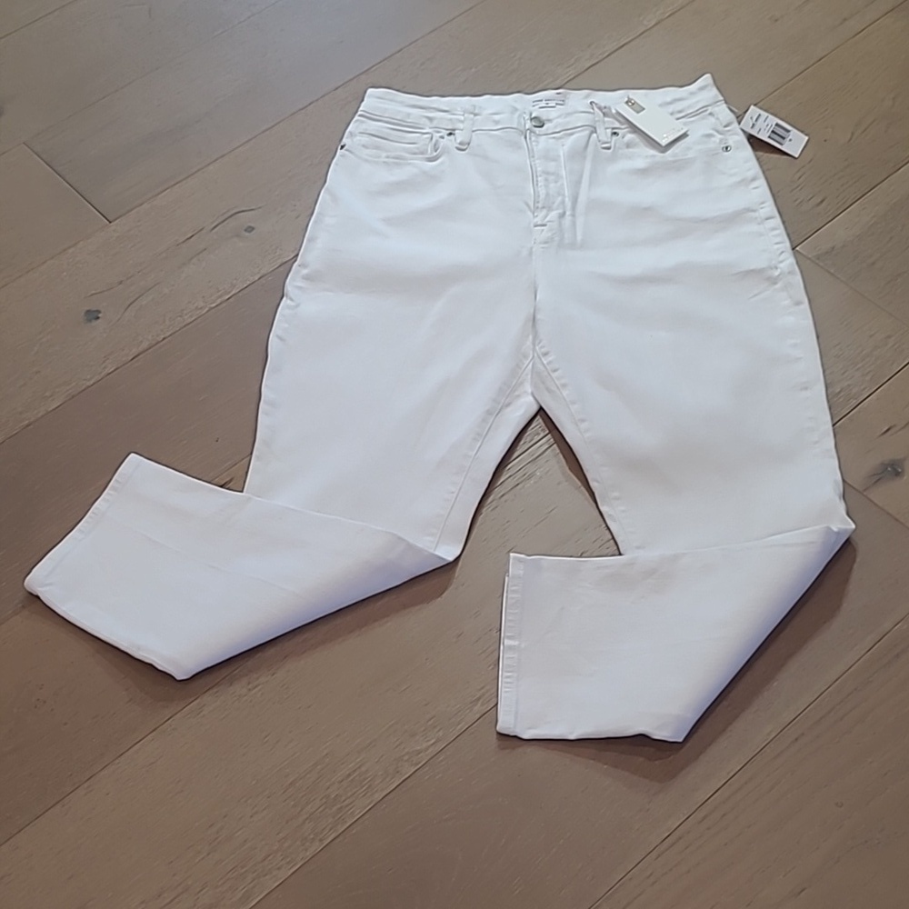 NWT Good American Jeans Women's sz 16 GC046T White Good Classic Ankle High Rise